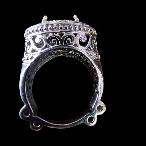 Retired Dallas Prince Peridot & cz Sterling silver Halo Style Ring with gold - Picture 4 of 5